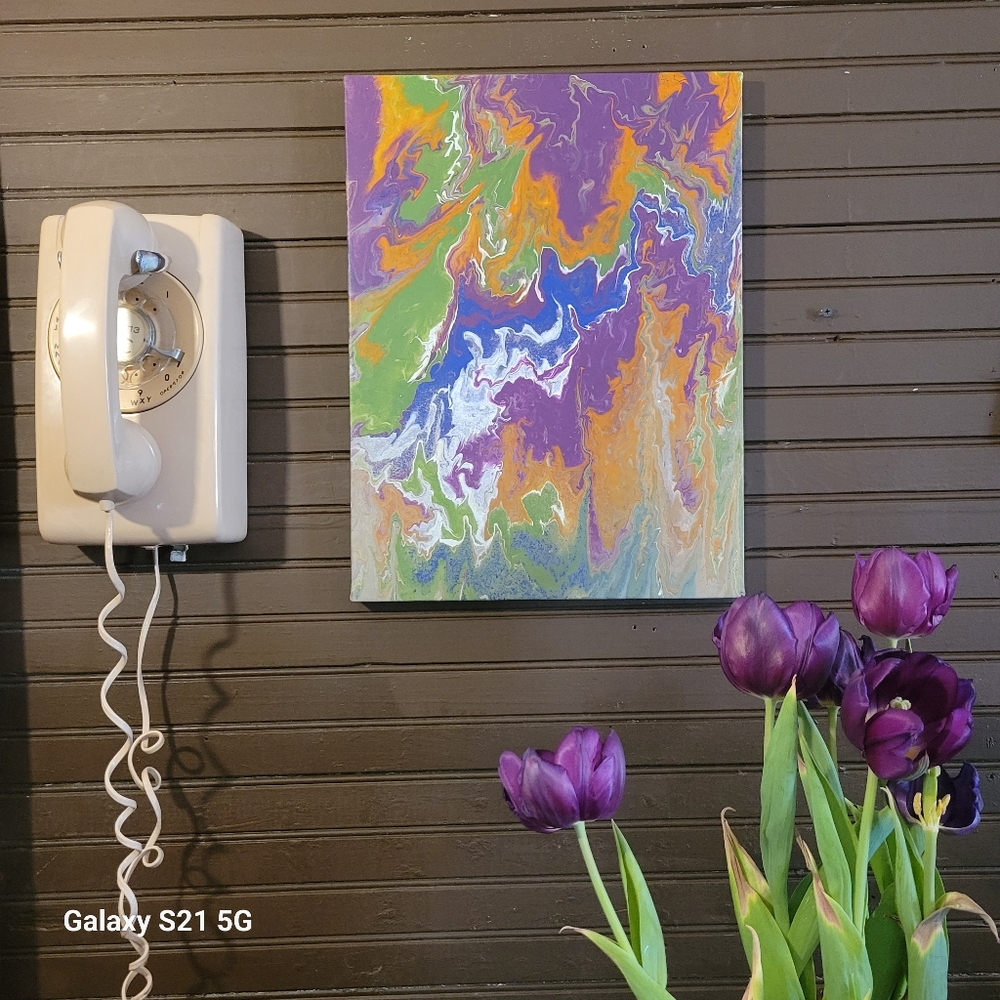 River of Light – Original Abstract Acrylic Pour Painting 12x16 Vibrant Fluid Art